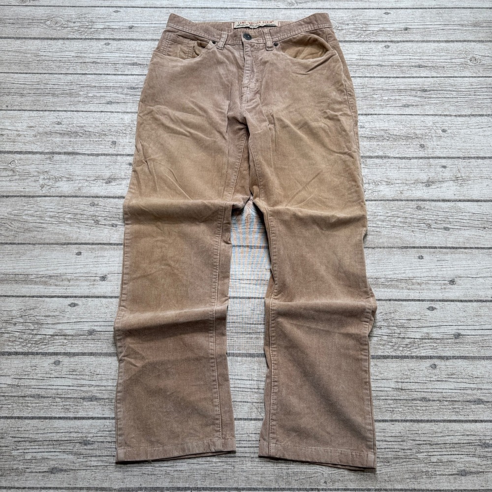 Fame Forever Denim Corduroy Pants Mens 28 Brown Straight Leg Relaxed Fit Utility